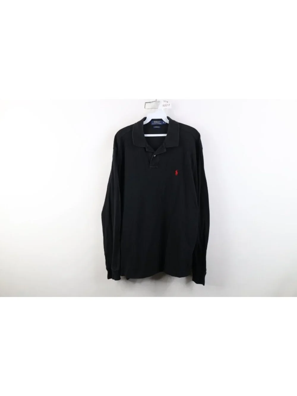 Vintage Y2K Ralph Lauren Mens XL Faded Custom Fit Long Sleeve Polo Shirt Black